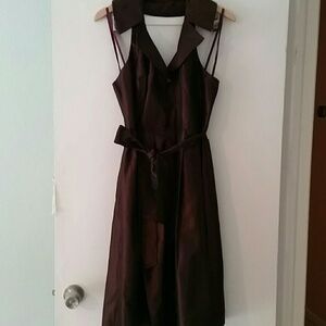 Max and Cleo Halter cocktail party dress burgundy Waist Sash Lady Like Sz 10